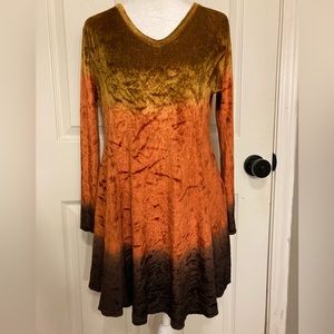 Velvet Long Sleeve Ombré Dress
